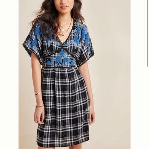 Anthropologie PLUS Sarah Plaid Embroidered Tunic